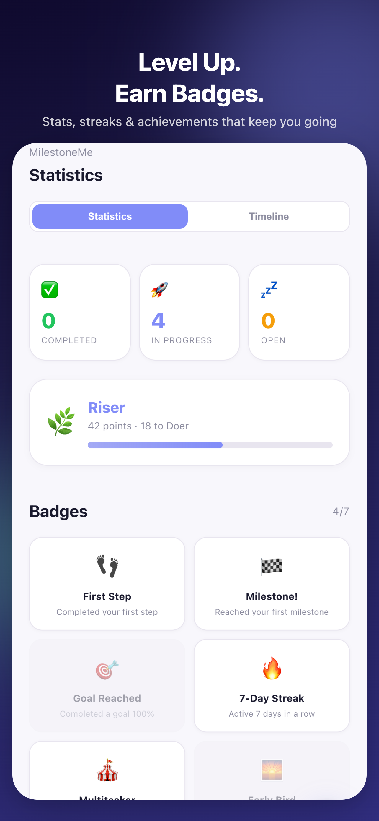 Statistiken und Badges